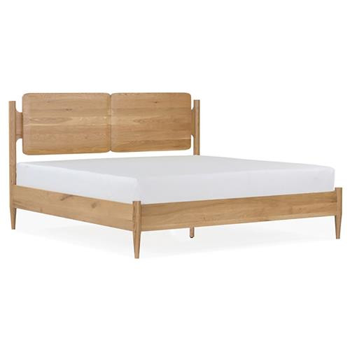 William Mid Century Modern Brown Oak Wood Platform Bed - King | Kathy Kuo Home