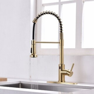 Brushed Gold 1-Handle or Touchless Deck-Mount Pulldown Kitchen Faucet - Black Gold | Bed Bath & Beyond