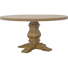 Benjara BM302408 60 in. Som Cross Pedestal Base & Rustic Smoke Brown Round Dining Table Gray | Amazon (US)