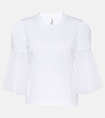 Tulle-trimmed cotton top | Mytheresa (FR)
