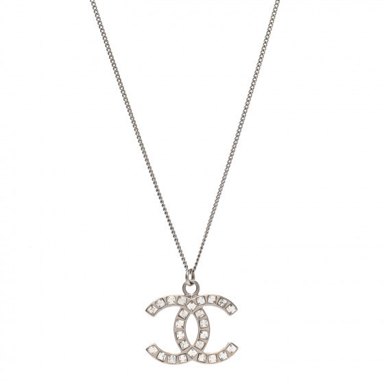 CHANEL Baguette Crystal CC Necklace Silver | Fashionphile