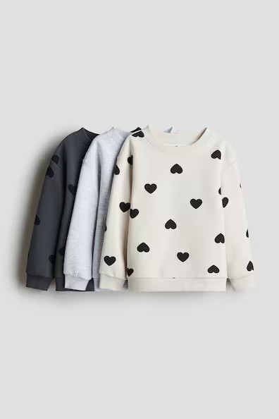 H & M - 3-pack Brushed-Inside Sweatshirts - Beige | H&M (US + CA)