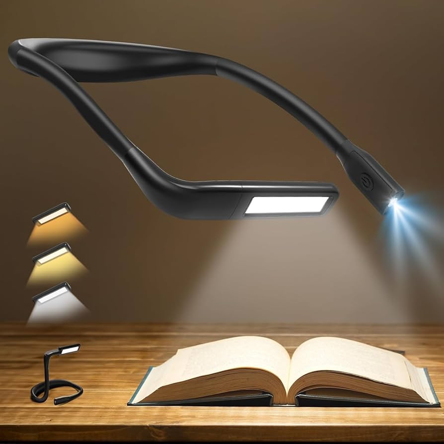 Neck Reading Light Book Lovers Gifts, Rechargeable 2000mAh 10-80Hrs Eye-friendly Wide Lamp Book L... | Amazon (US)