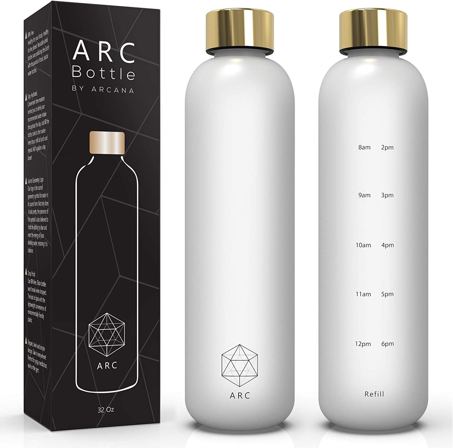 Arc Bottle Water Bottle With Time Marker - Motivational Water Bottles With Times To Drink - BPA F... | Amazon (US)