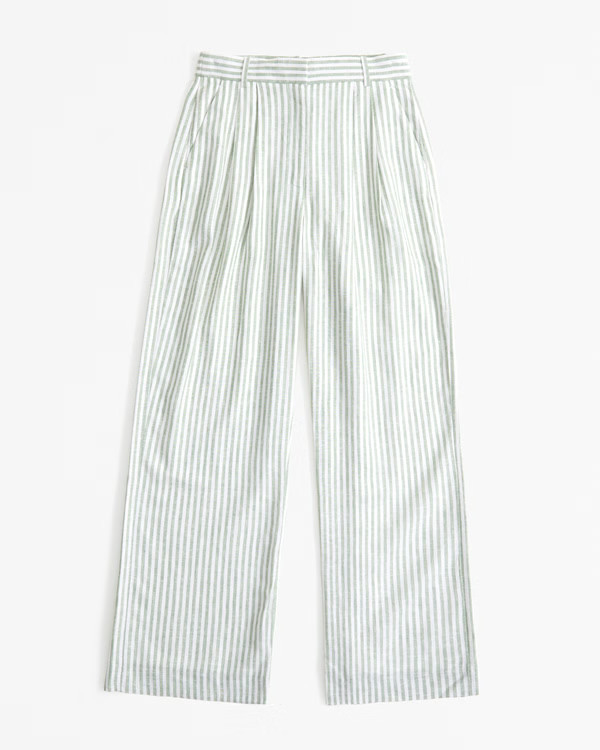 Women's Curve Love A&F Sloane Tailored Linen-Blend Pant | Women's Clearance | Abercrombie.com | Abercrombie & Fitch (US)