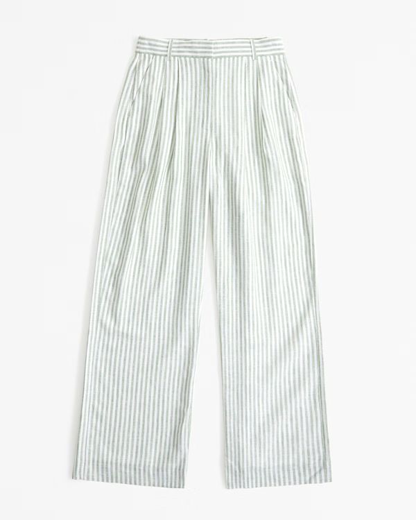 Women's Curve Love A&F Sloane Tailored Linen-Blend Pant | Women's New Arrivals | Abercrombie.com | Abercrombie & Fitch (US)