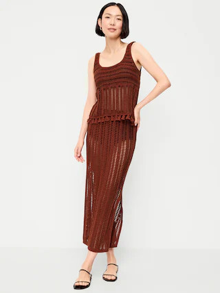 Open-Weave Seaside Cotton Column Maxi Skirt | Old Navy (US)