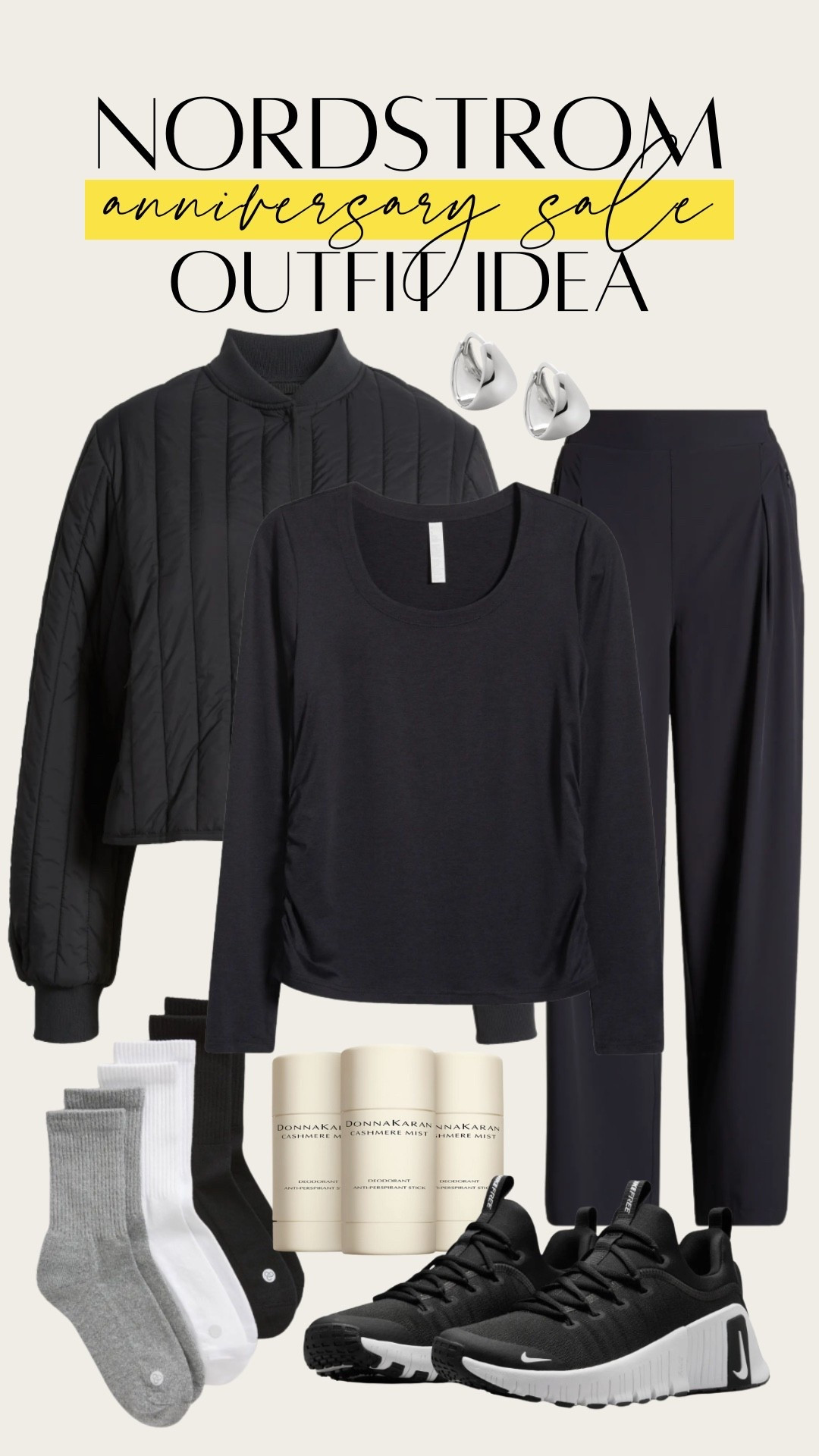 All black activewear. For cold weather runner or comfy athleisure. Donna Karan natural deodorant is such a good steal. Nordstrom Anniversary Sale / NSALE 2025

#LTKOver40 #LTKSaleAlert #LTKActive