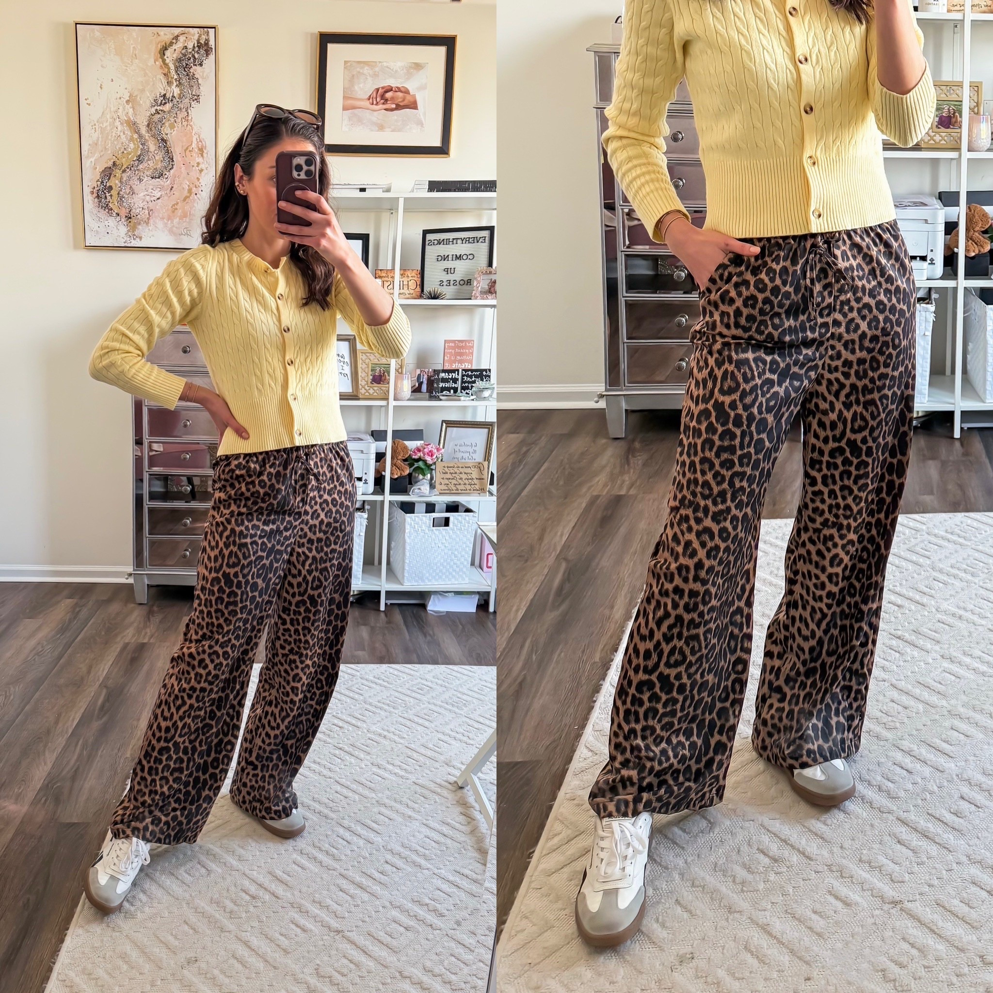 Spring outfit with drawstring leopard print pants from Amazon 

#LTKdayinmylife #LTKootd #LTKSeasonal