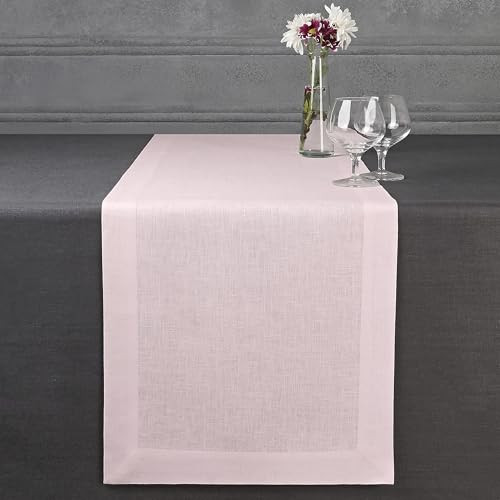 D'Moksha Homes Linen Table Runner 14 x 90 Inch - 100% Pure Linen Pastel Pink Table Runner - Machine Washable Farmhouse Table Runner for Valentines Day | Amazon (US)
