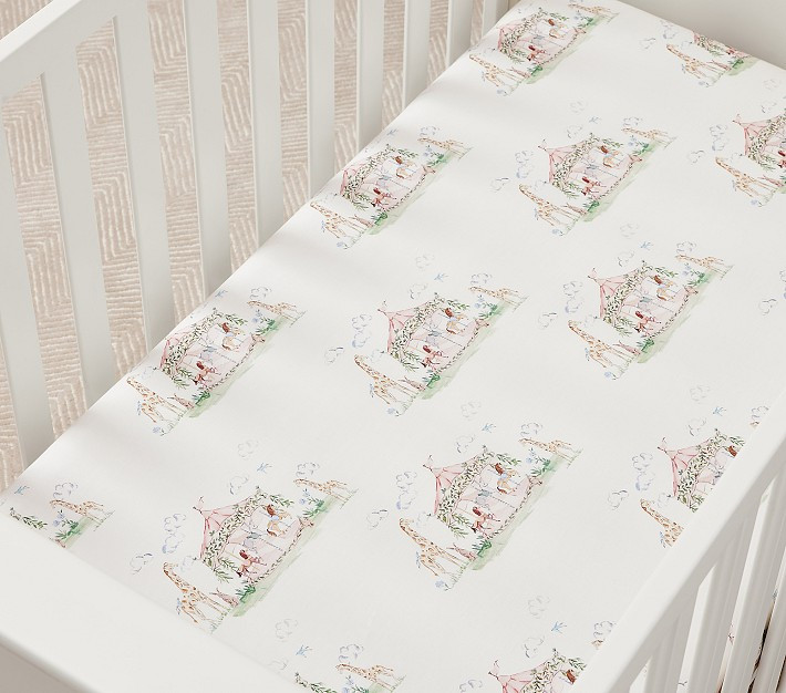 AERIN Carousel Organic Crib Fitted Sheet | Pottery Barn Kids