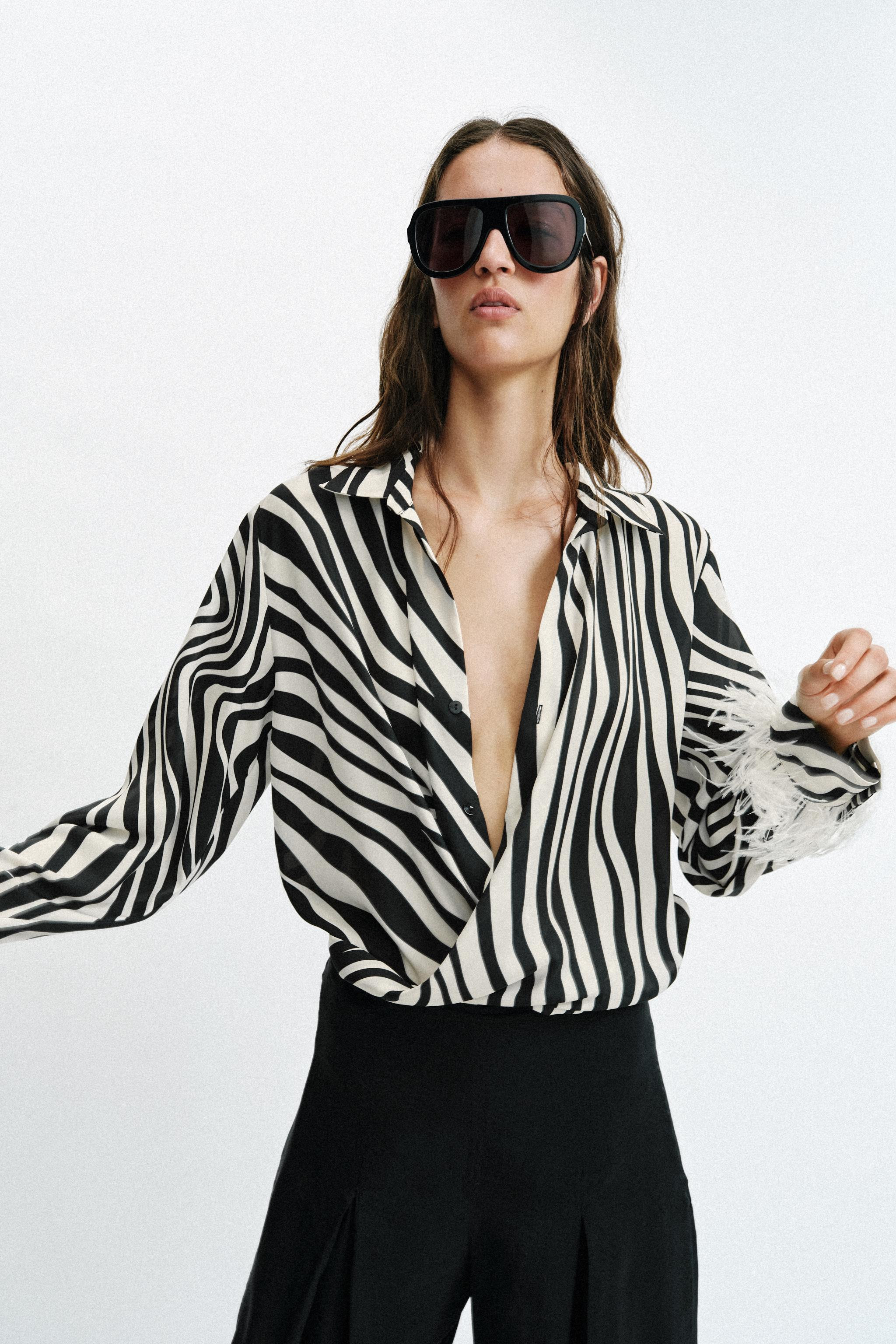 FEATHER ANIMAL PRINT SHIRT | Zara US