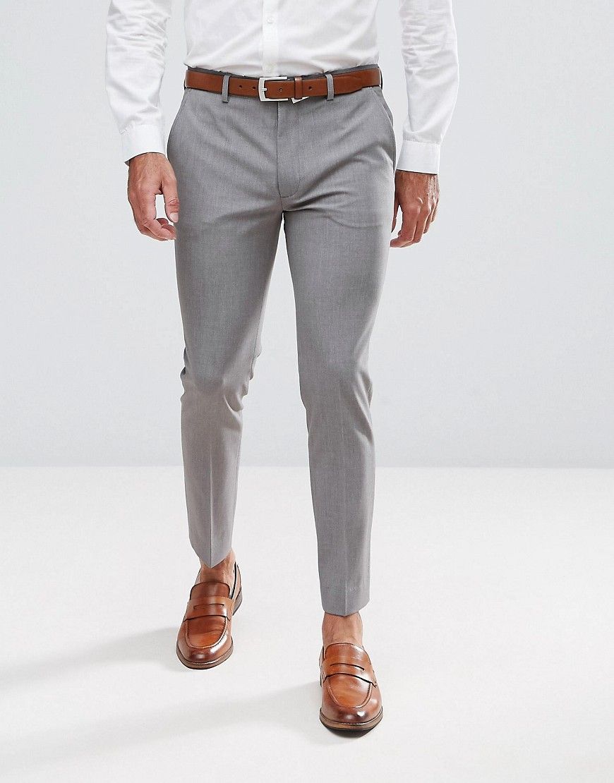 ASOS DESIGN super skinny cropped smart pants in mid gray - Gray | ASOS US