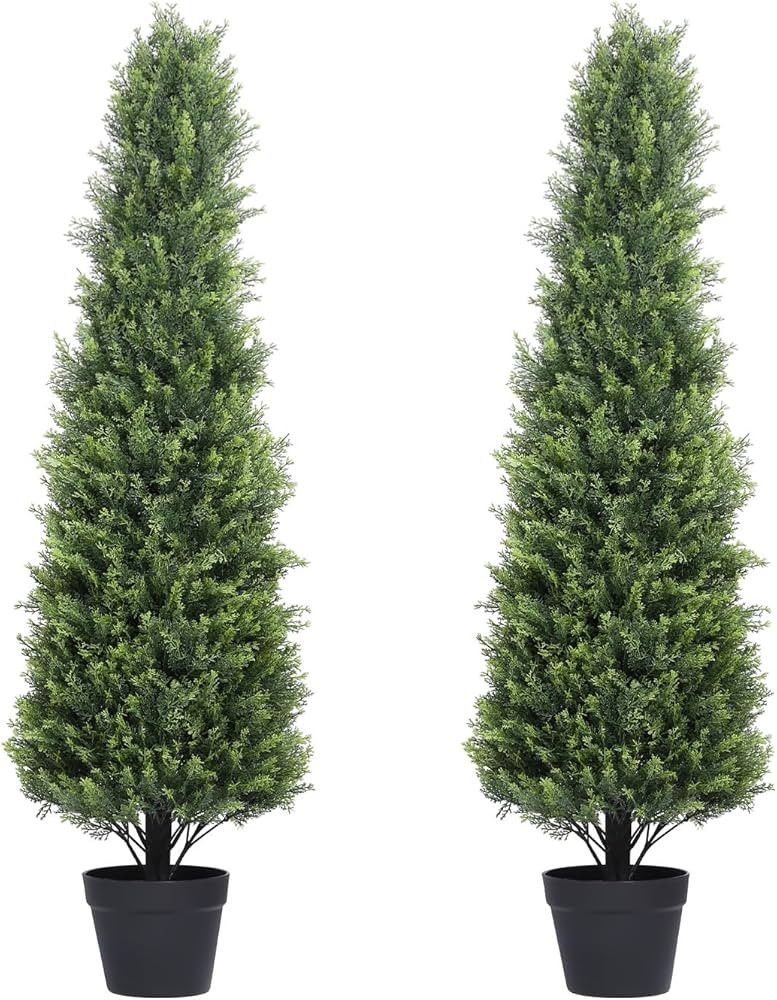 4ft Cedar Topiary Trees Artificial Outdoor Set of 2 Pack, 48 Inch Faux Plants UV Resistant, Fake ... | Amazon (US)