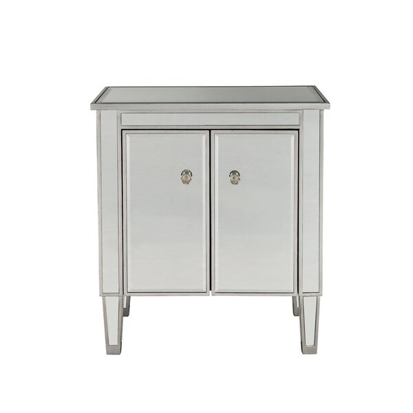 Nightstand 2 doors 24"W x 16"D x 26"H in antique silver paint | Bed Bath & Beyond