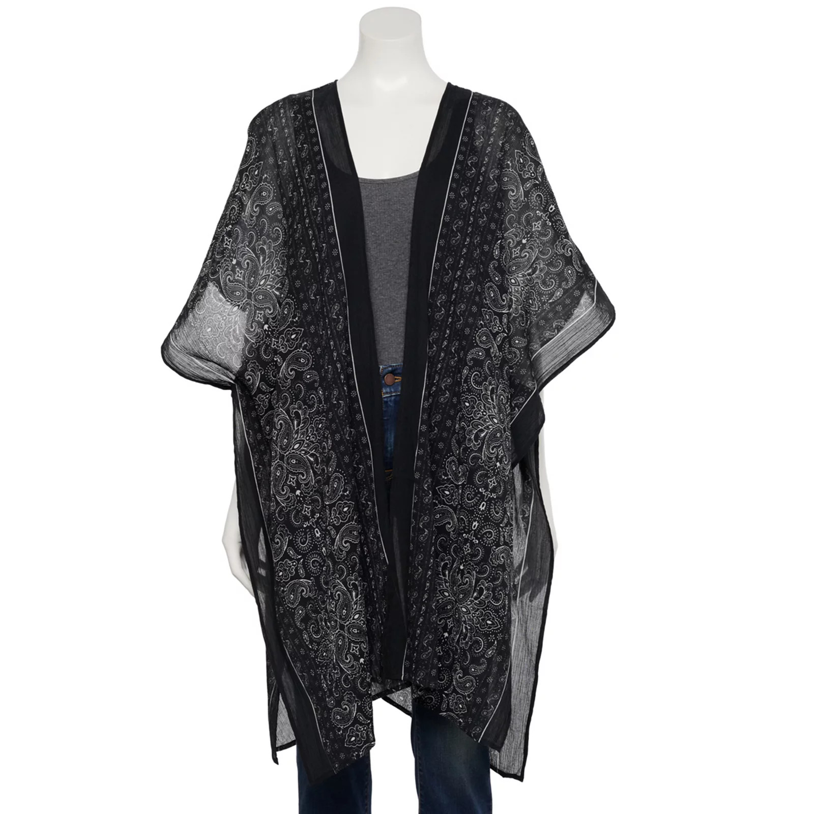 Women's Sonoma Goods For Life Sheer Medallion Kimono, Oxford | Kohl's