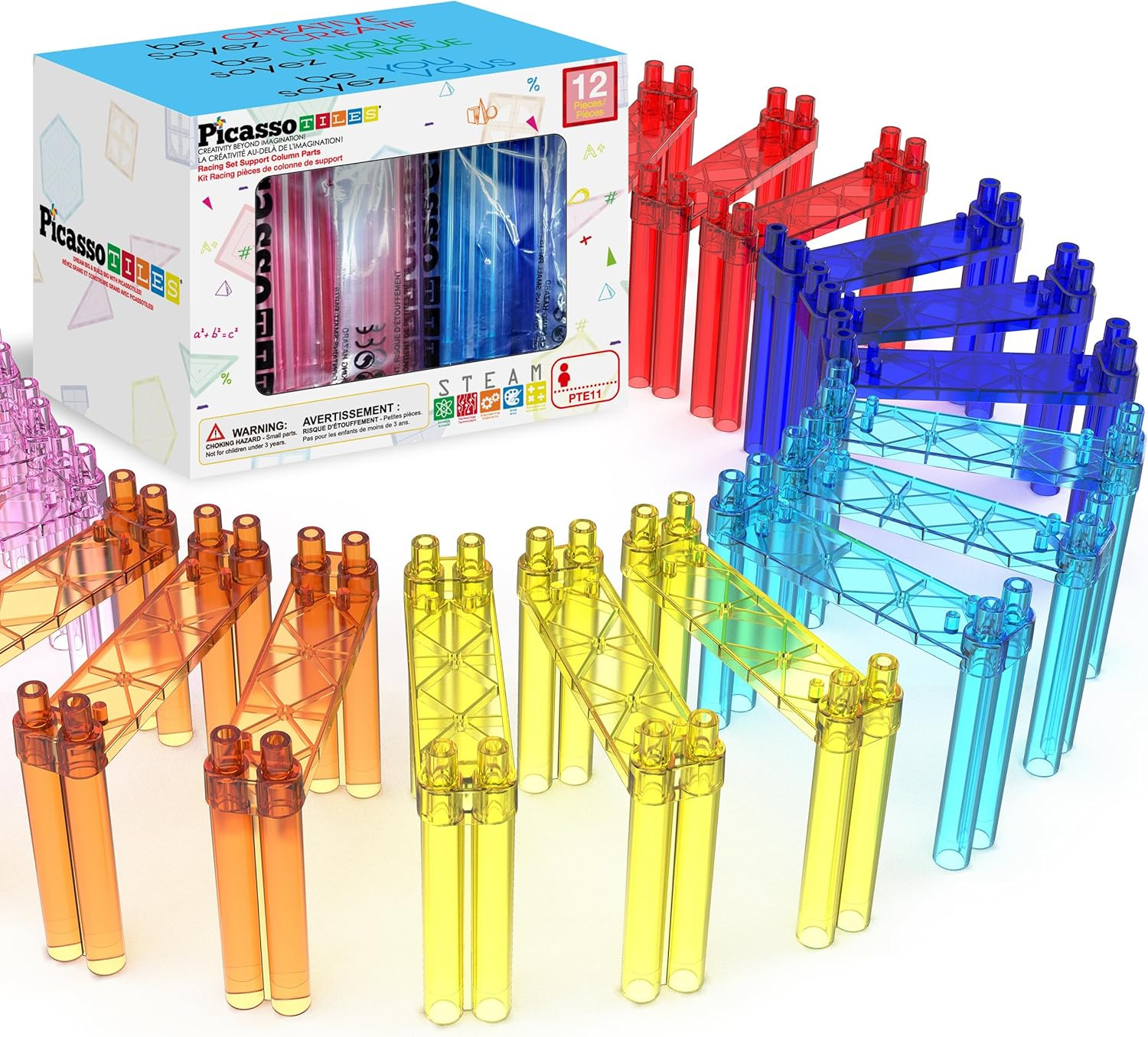 12 Piece Support Column Expansion Supporting Pack for Magnetic Race CarTrack Magnet Tile Building... | Amazon (US)