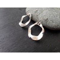 Sale Irregular Wavy Silver Hoop Earrings, Hammered Smooth Modern Minimalist Jewelry, Unique Gift For Her, Jingsbeadingworld | Etsy (US)