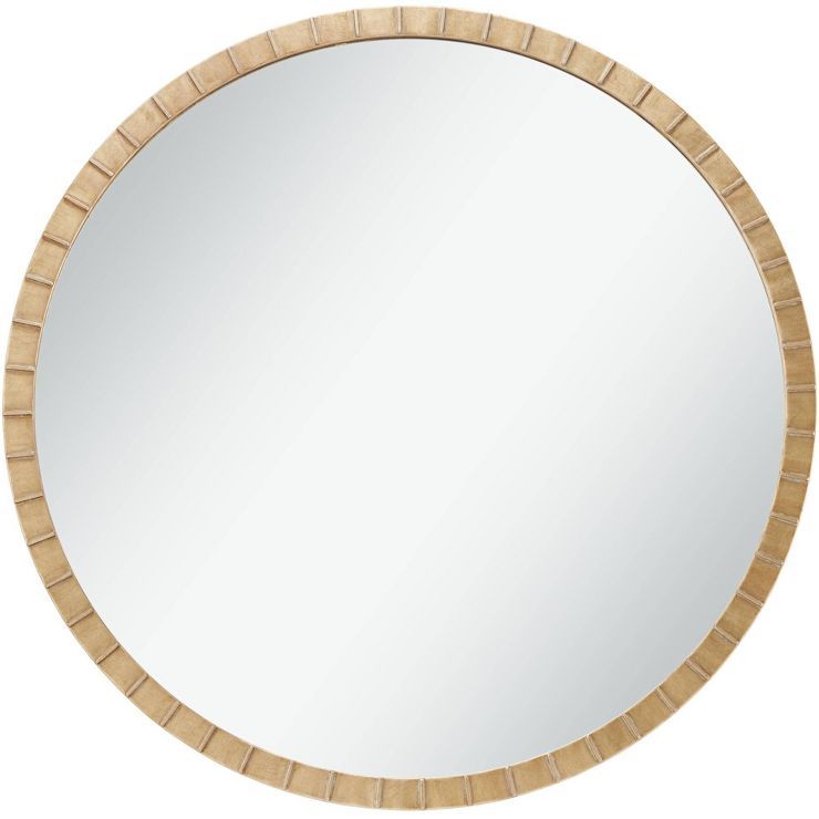 Uttermost Round Vanity Decorative Wall Mirror Modern Glam Warm Gold Leaf Tiled Iron Frame 34" Wid... | Target
