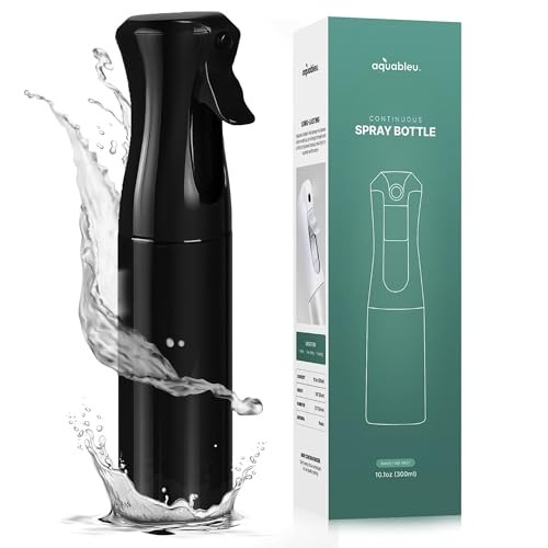 Aquableu Spray Bottle for Hair – Continuous Mist Spray Bottle for Hair Care, Styling, Cleaning, Plants, Pets & Essential Oils (Black, 10oz) | Amazon (US)