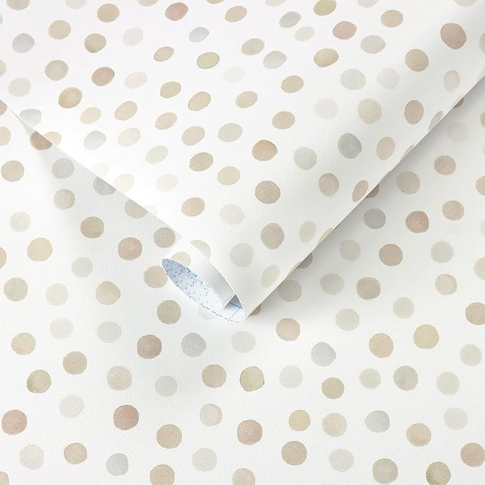 Dimoon 17.3''x78.7'' Peel and Stick Wallpaper Boho Beige Contact Paper Natural Modern Polka Dot W... | Amazon (US)
