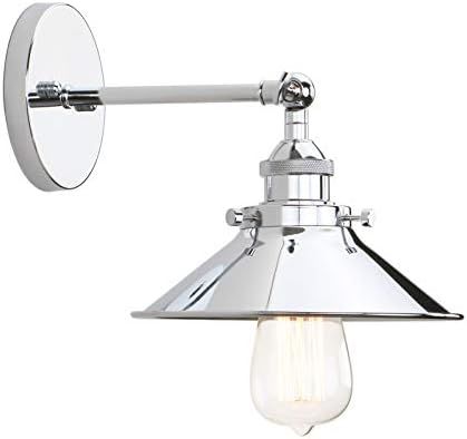 Permo Vintage Industrial Metal Wall Sconce Lighting 180 Degree Adjustable Wall Lamp (Chrome) | Amazon (US)