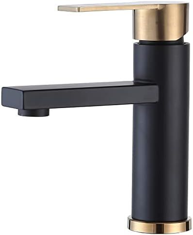 Comllen Black Single Hole Bathroom Faucet, Modern Single Handle Bathroom Sink Faucet Gold and Bla... | Amazon (US)