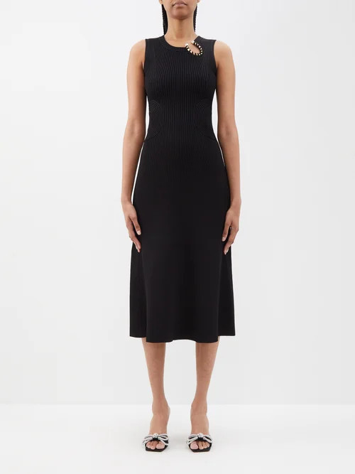 Aje - Crescent Rib-knit Midi Dress - Womens - Black | Matches (US)