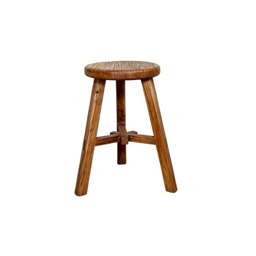 Handmade Rustic Elm Wood Round Stool, Vintage Solid Wooden, Farmhouse Antique Bar Stool for Home ... | Amazon (US)