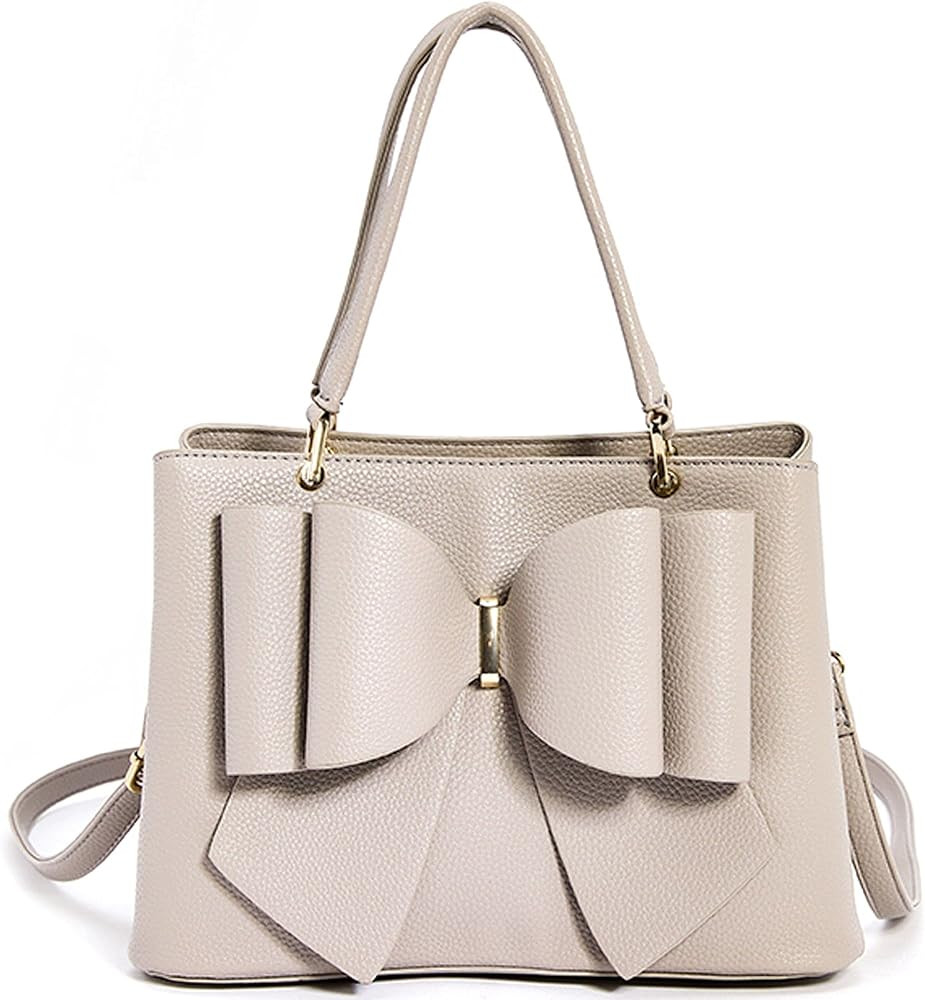 LIKE DREAMS Women's Jenna Elegant Bow Triple Compartment Vegan Leather Fashionable Satchel | Amazon (US)