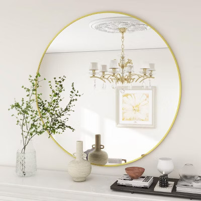 HOMLUX 20" Round Bathroom Vanity Mirror Wall Mount Decorative Make-up Mirror Entryway,Gold | Target