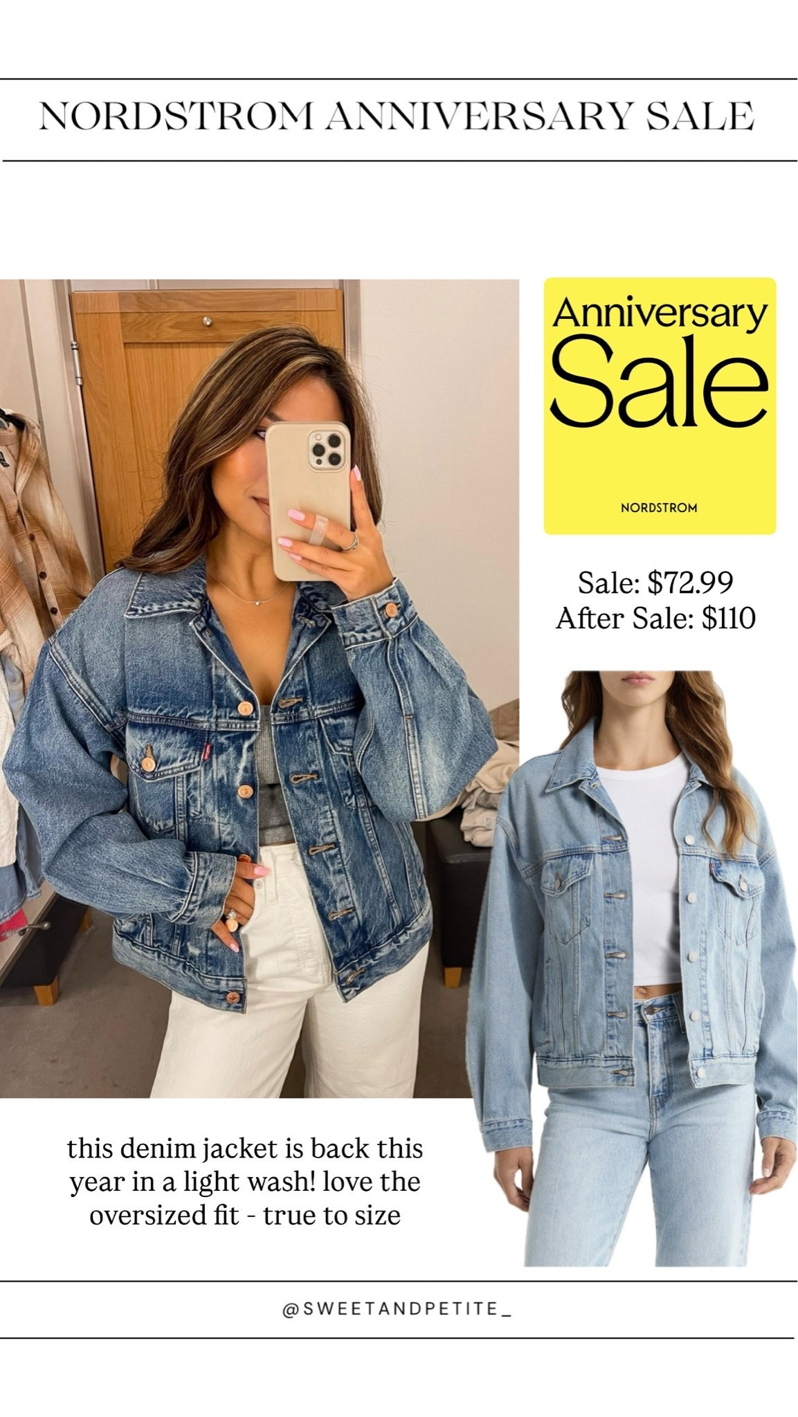 NSALE // This 90s denim jacket is back in a light wash this year! Runs true to size (wearing xs) and it has a relaxed oversized fit

#LTKSaleAlert