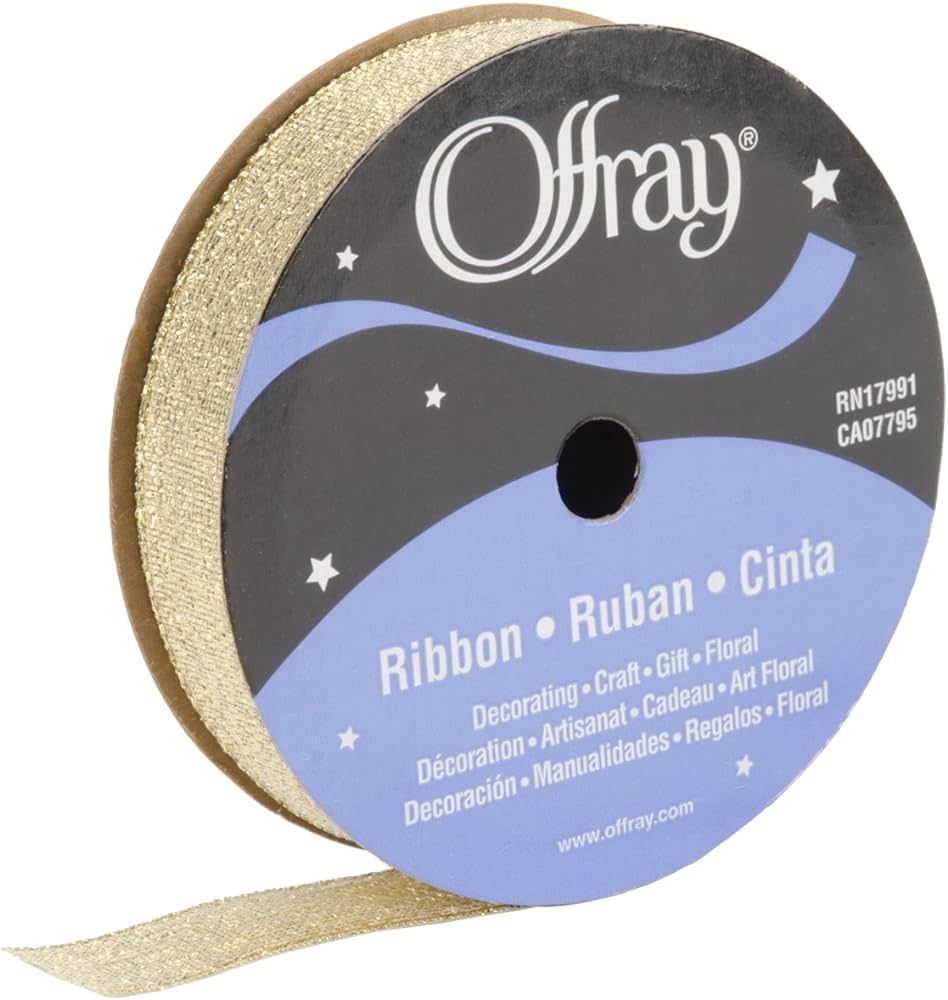 Offray, Gold Galena Craft Ribbon, 5/8-Inch, 5/8 Inch x 12 Feet | Amazon (US)