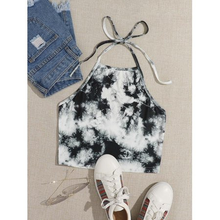 2022 Summer Casual Black and White Women s Tie Dye Halter Top L2201108D S(4) | Walmart (US)