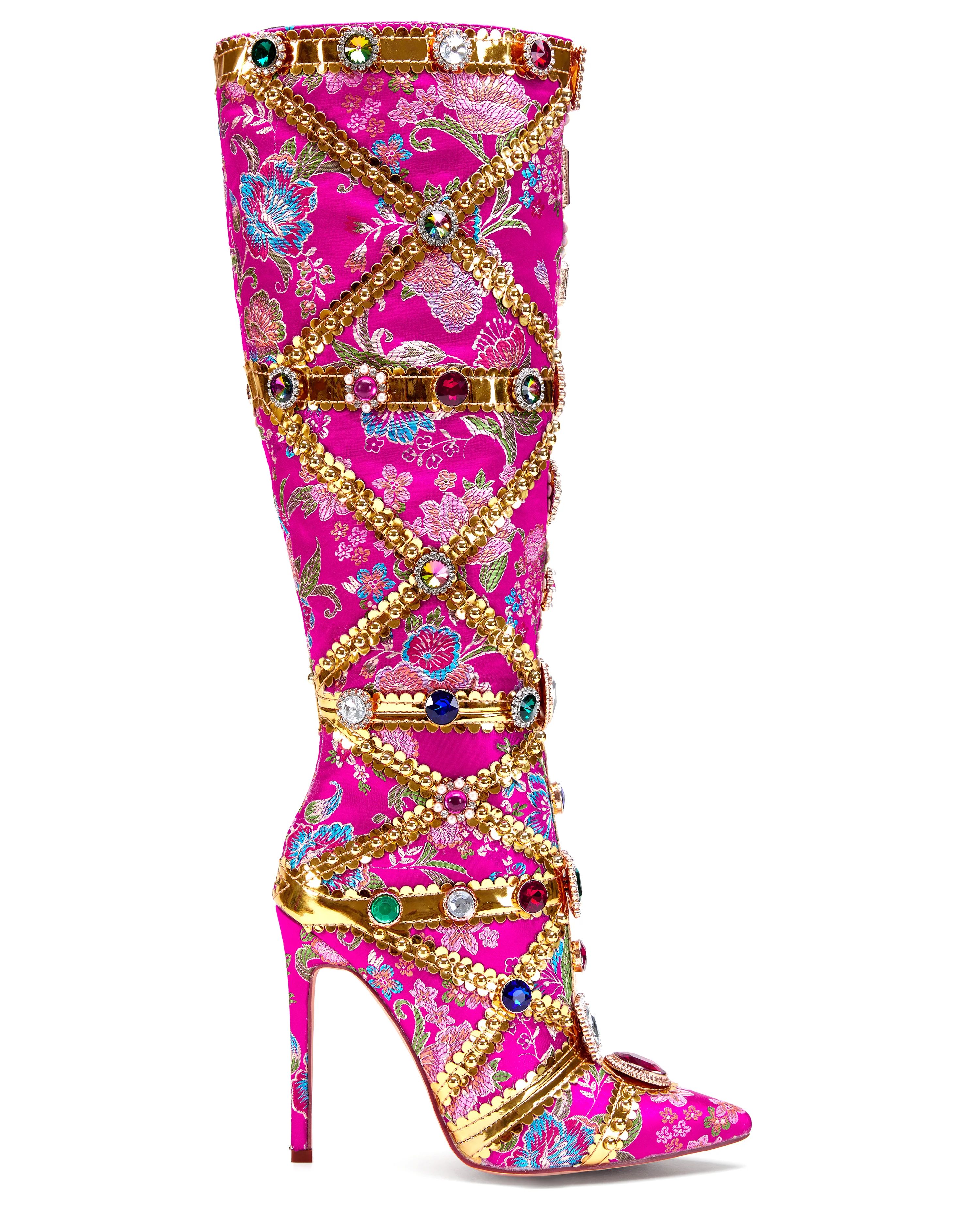 CONFIDENT-PINK KNEE HIGH STILETTO BOOT | Azalea Wang