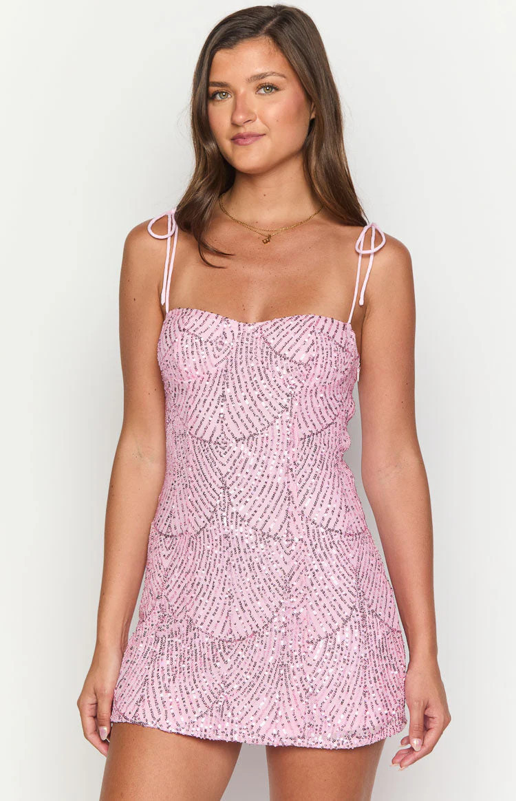 Penny Lane Pink Sequin Mini Dress | Beginning Boutique (US)