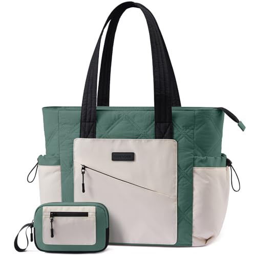 LOVEVOOK Tote Bag for Women, Puffer Bag and Work Bags with Zipper for Travel, Daily, Quilted Nurse Shoulder, 2pcs | Amazon (US)