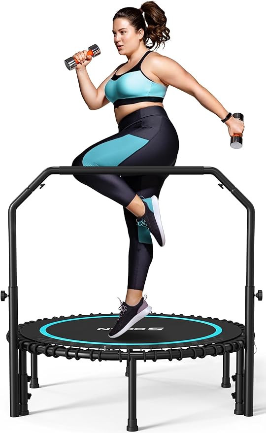 BCAN 450/550LBS Mini Rebounder Trampoline for Adults with Bar, Fitness Trampoline with Bungees, A... | Amazon (US)