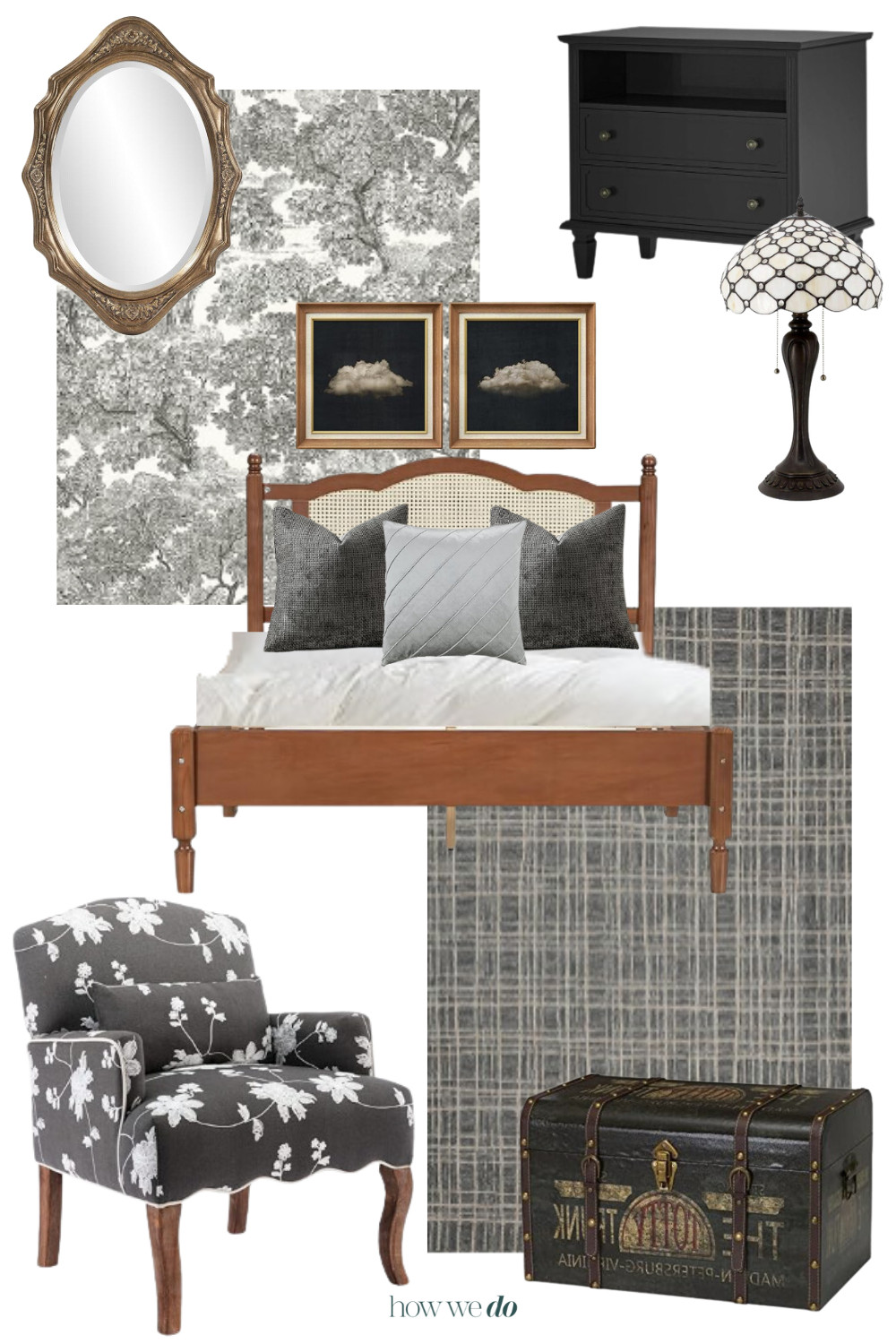 Vintage Inspired Bedroom Design, Black Bedroom, Bedroom Mood Board 

 #LTKHome #LTKStyleTip