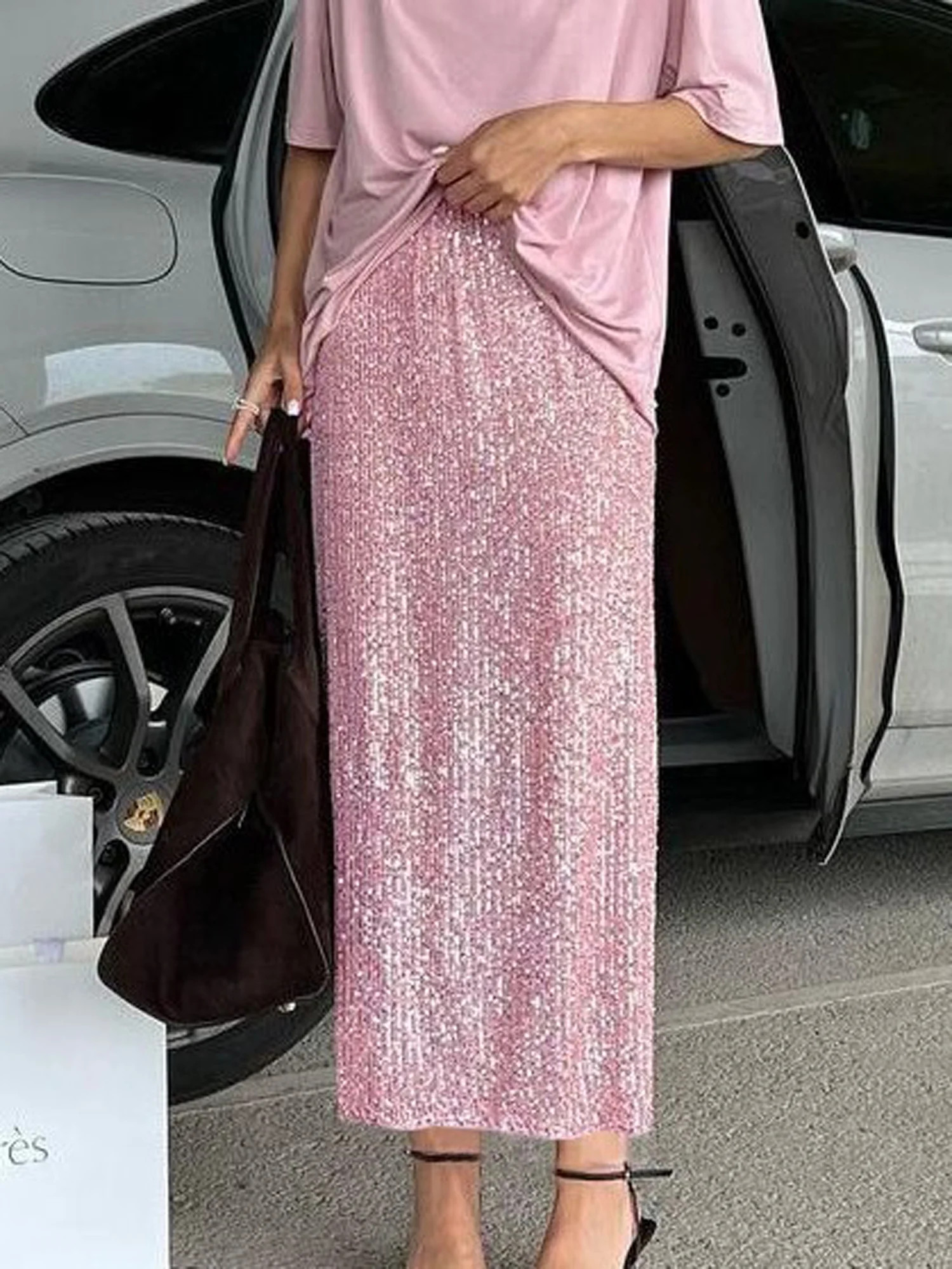 Pudcoco Women Sequin Long Maxi Skirt Sparkly Glitter Bodycon Long Mermaid Skirt Formal Skirts Clu... | Walmart (US)