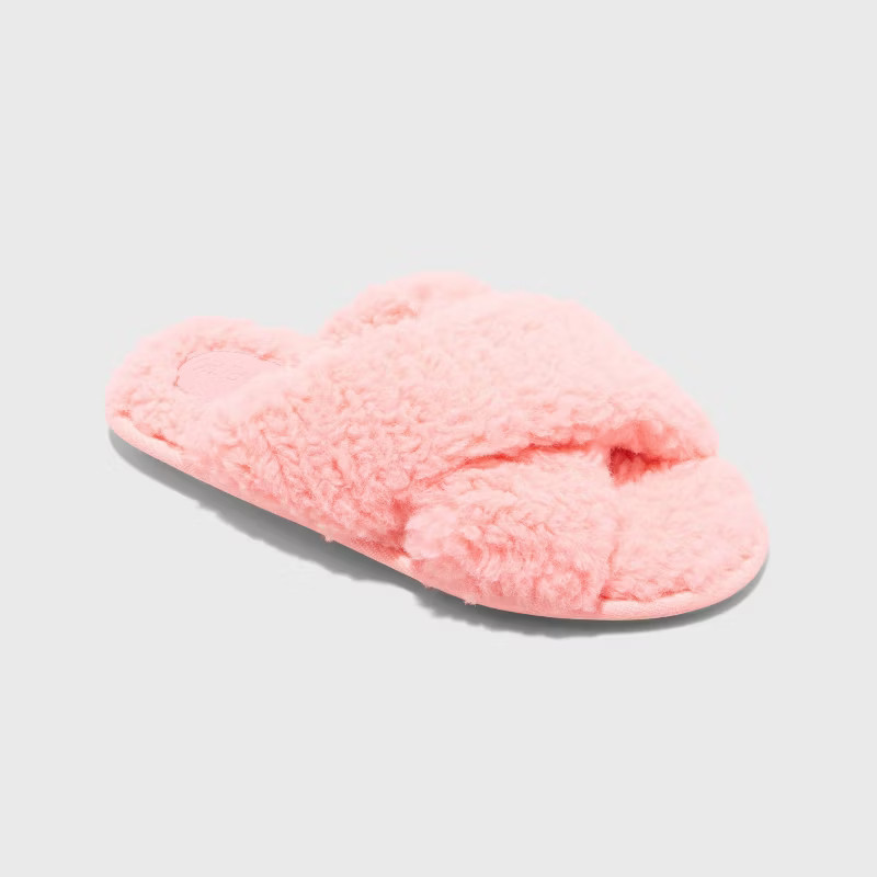 Girls' Brooklyn Crossband Faux Shearling Slippers - Cat & Jack™ | Target