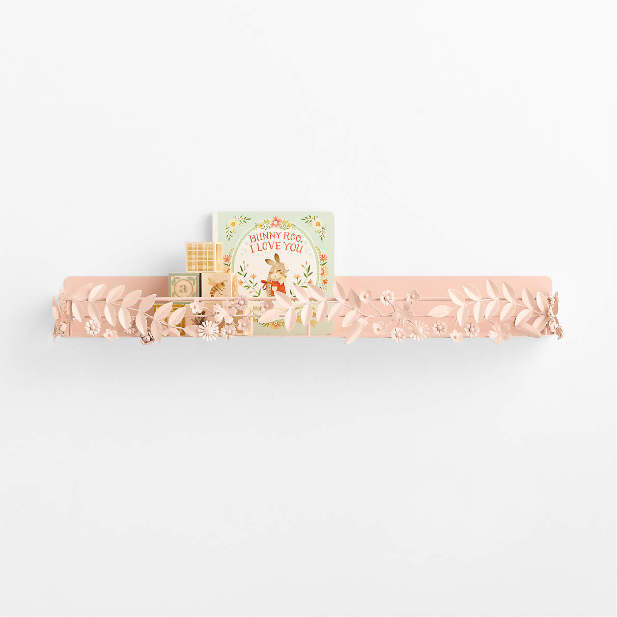 Flower Crown Pink Kids 28" Wall Shelf | Crate & Kids | Crate & Barrel