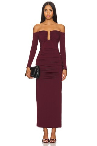 MISHA x REVOLVE Raelynn Slinky Midi Dress in Mulberry Wine from Revolve.com | Revolve Clothing (Global)