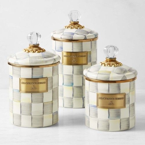 Mackenzie Childs Sterling Check Canisters, Set of 3 | Williams-Sonoma