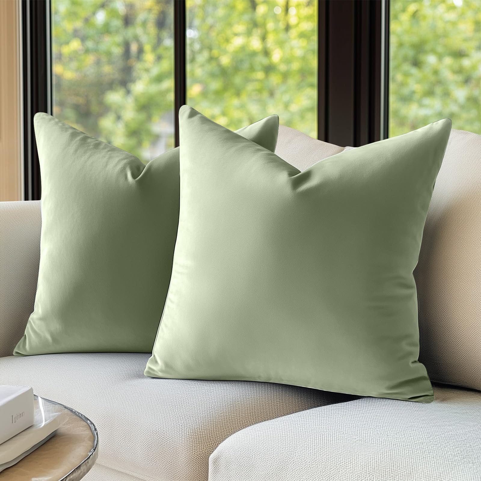 Lazzzy Green Velvet Throw Pillow Covers 18 x 18 Decorative Pillowcases for Couch Bed Sofa Chair S... | Amazon (US)