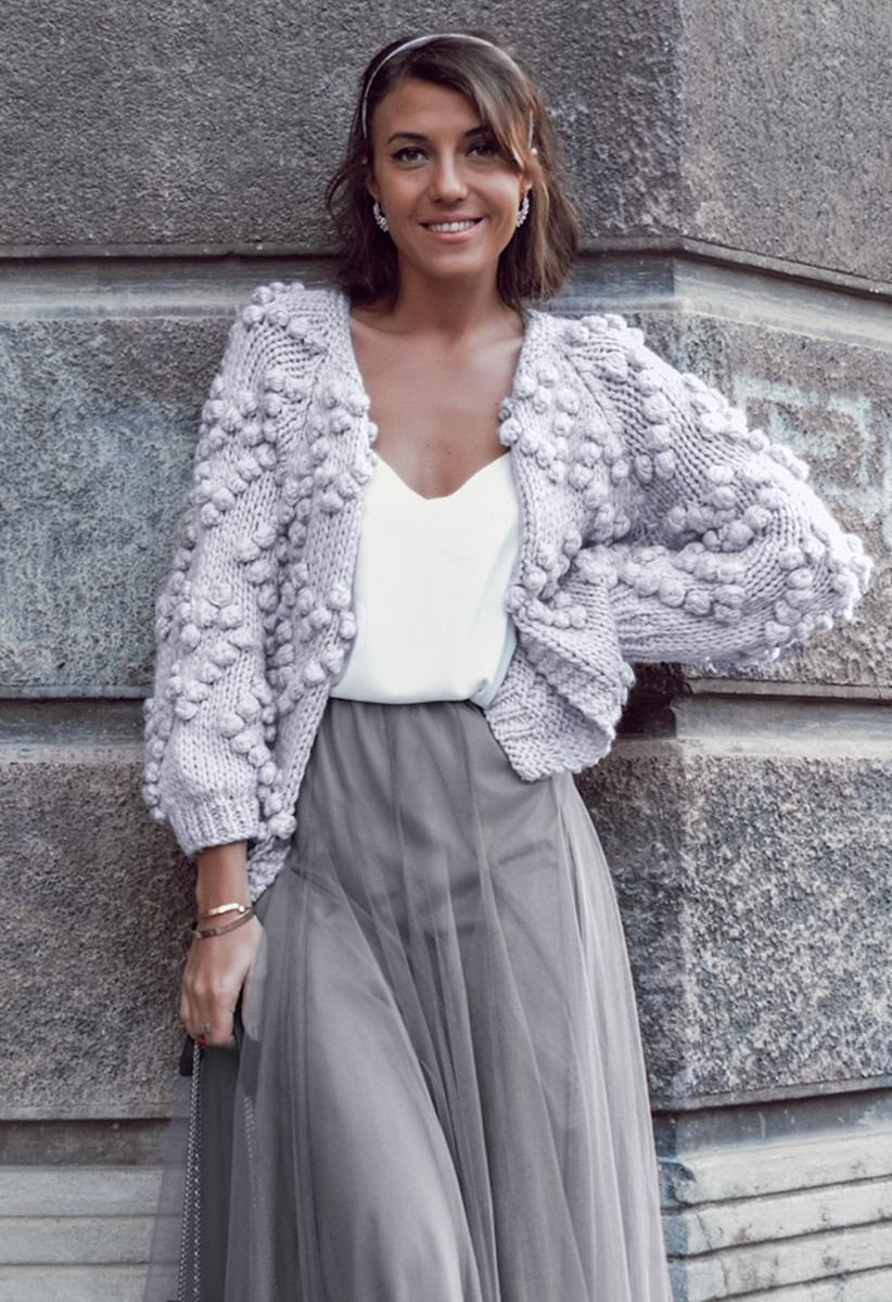 Knit Your Love Cardigan in Lavender for Cozy Everyday Wear & Lazy Weekend Lounging | Chicwish