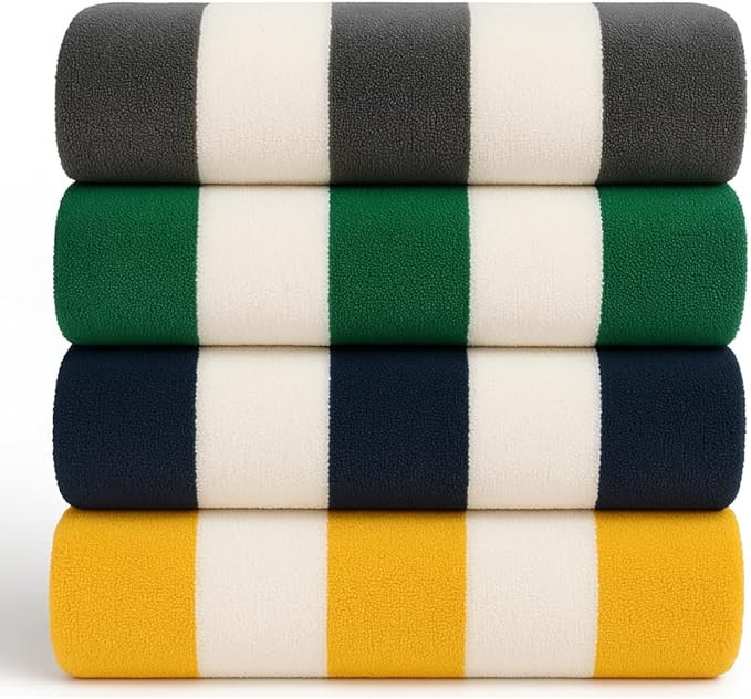 Salt Earth Cotton Family Beach Towel (Pack of 4, 30"x60") - Oversized Beach Cabana Striped Towels... | Amazon (US)