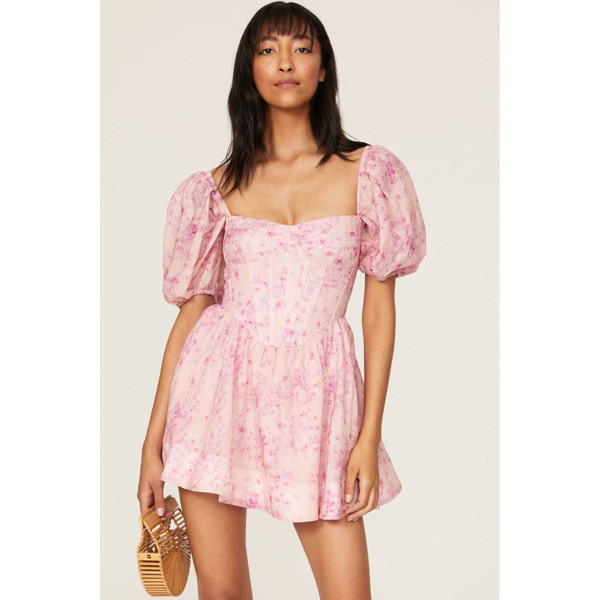 Bardot Kiah Corset Mini Dress pink-print | Rent the Runway