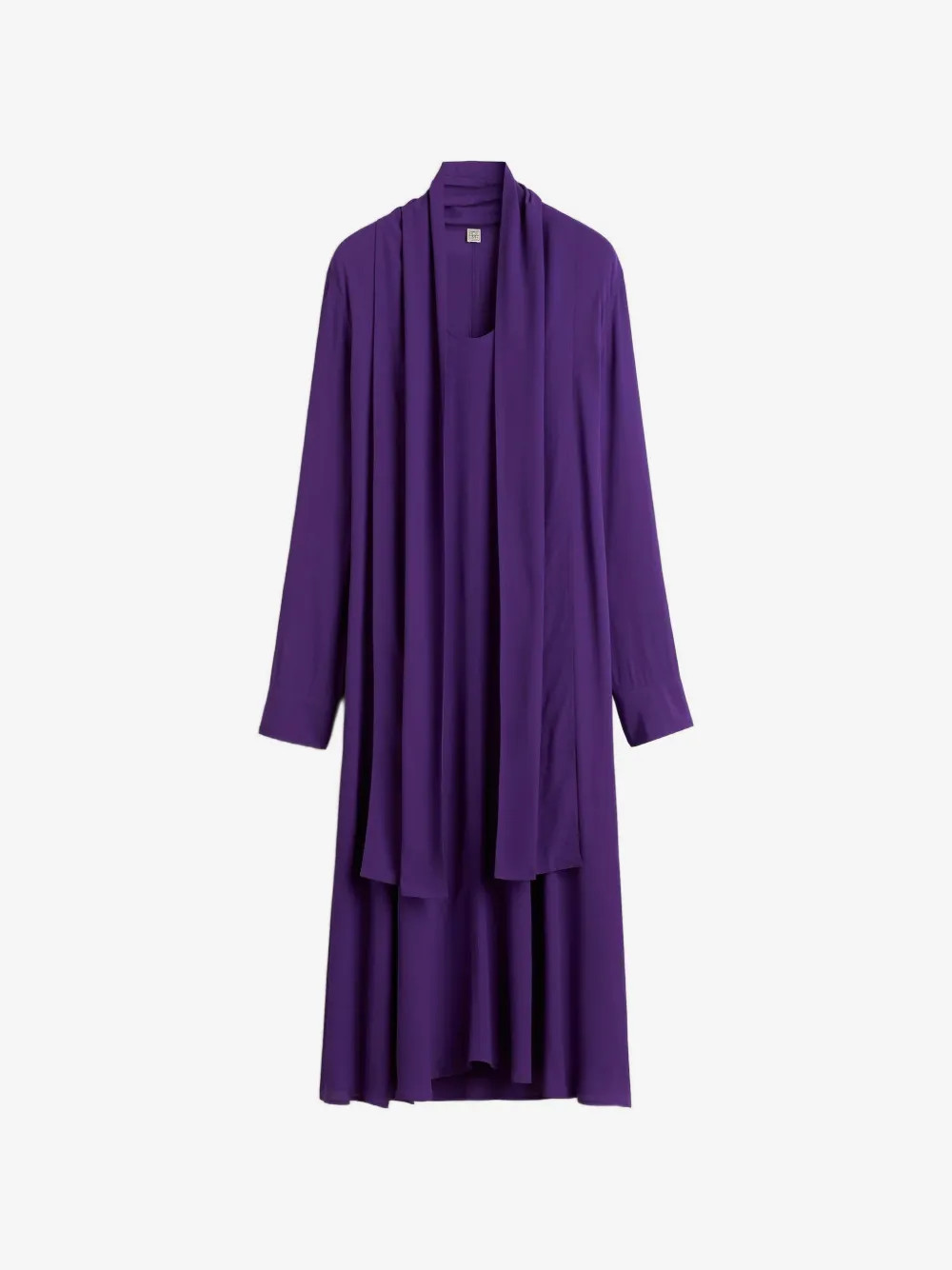TOTEME scarf-detail long-sleeve midi dress - Purple | Farfetch Global