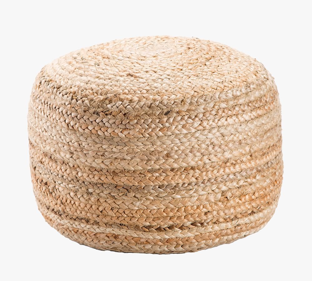 Round Hand Braided Jute Pouf | Pottery Barn (US)